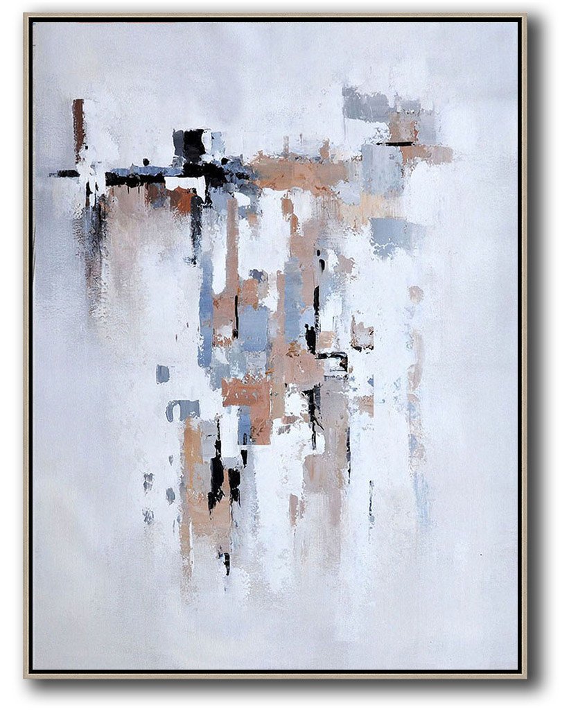 Vertical Palette Knife Contemporary Art #L3B - Canvas Paintings For Sale Large